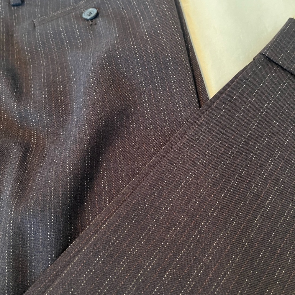 CAbi Brown Pinstripe Boot Cut Pants